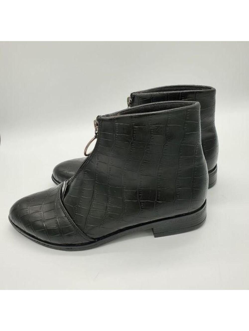Black crocodile print bootie